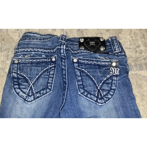 Miss Me Bermuda Jean Shorts Girls Size 10 Stretch Embroidered Rhinestones - Picture 5 of 5